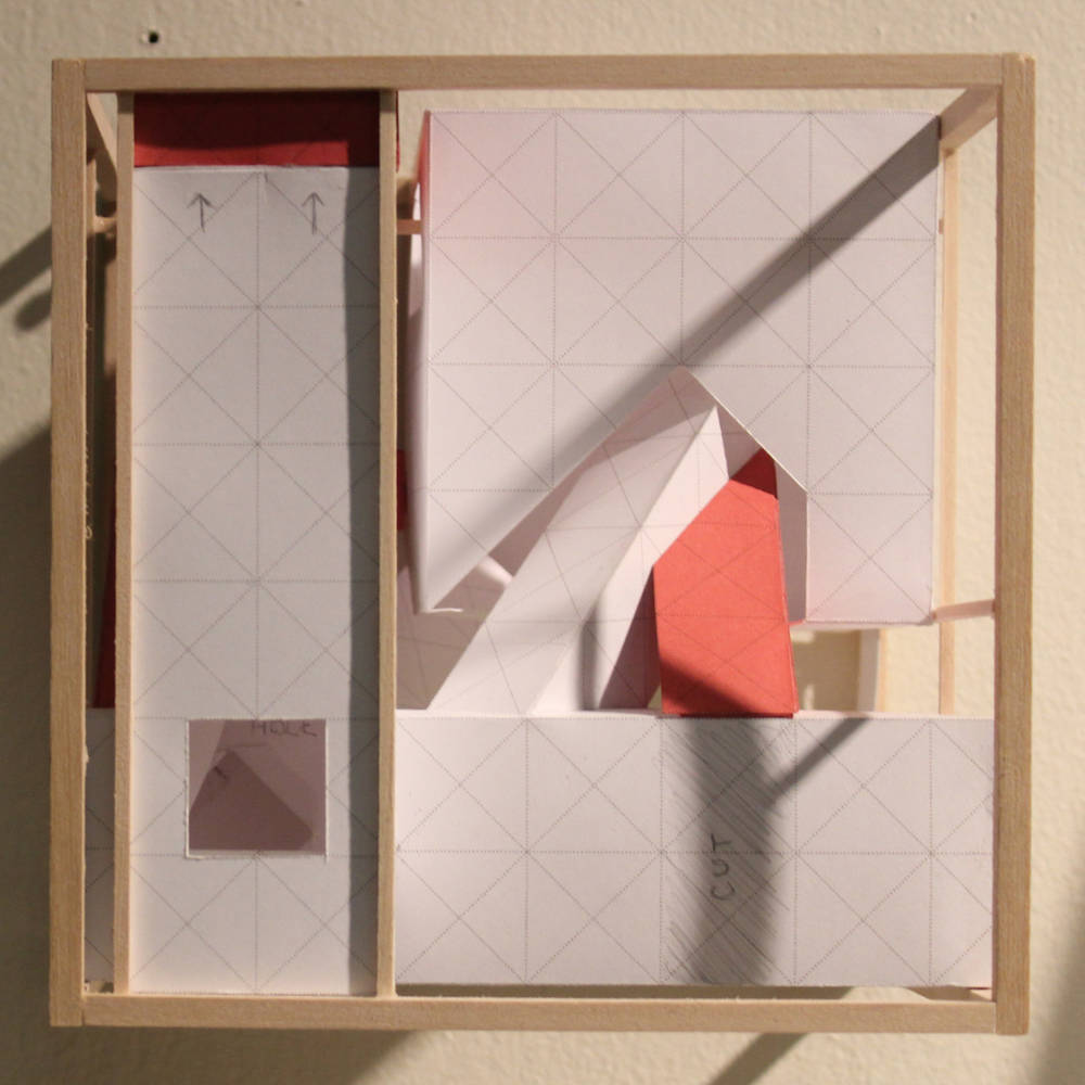 Paper and wood model.