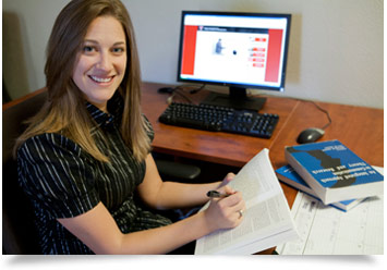 Graduate student Brittany Campbell in her office