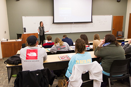 Liz Gardner, Ph.D., in class Liz Gardner, Ph.D., in class