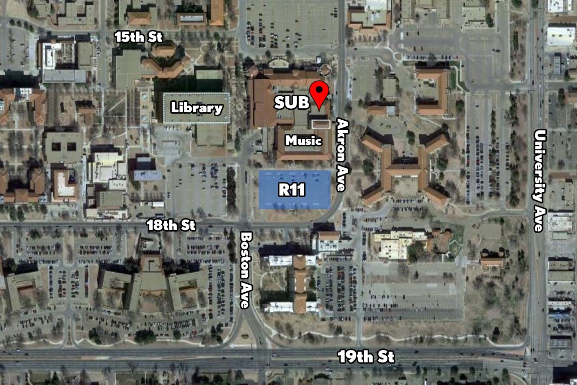Map to the Allen Theatre in the TTU Student Union Building