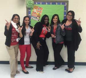 TTAT teacher candidates share their Red Raider spirit during College Day at the elementary school where they are student teaching.