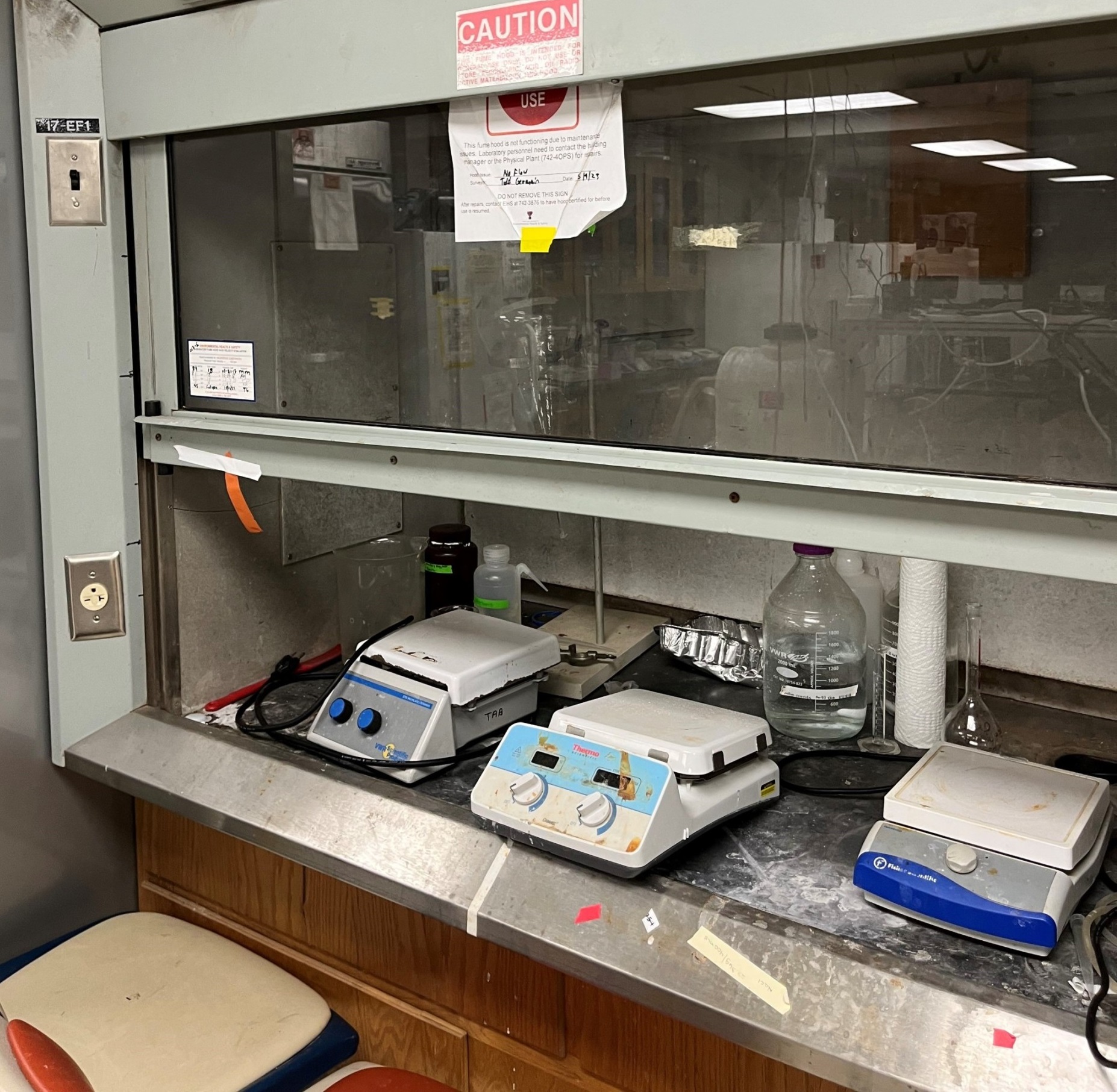 out of order fume hood