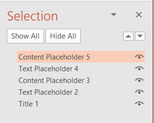 The selection pane in Microsoft PowerPoint