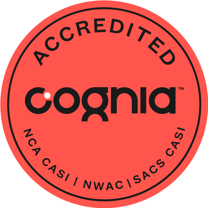 Cognia Logo. Accredited, NCA CASI, NWAC, SACS CASI