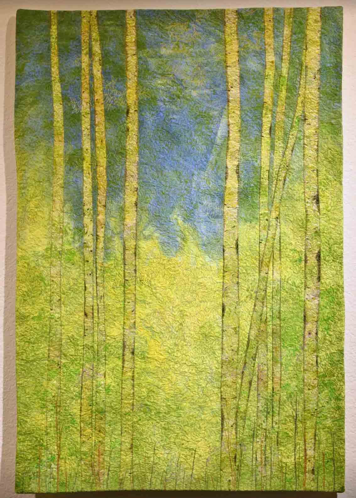 Art quilt of aspen trees
