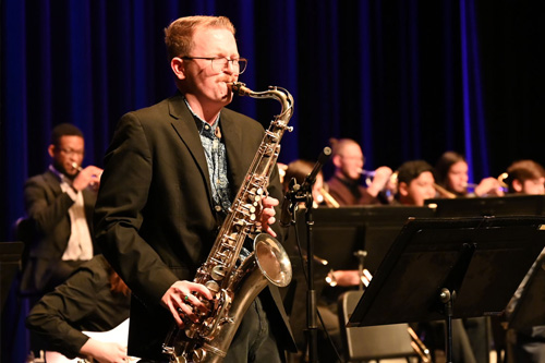 TTU Jazz student playing the saxophone