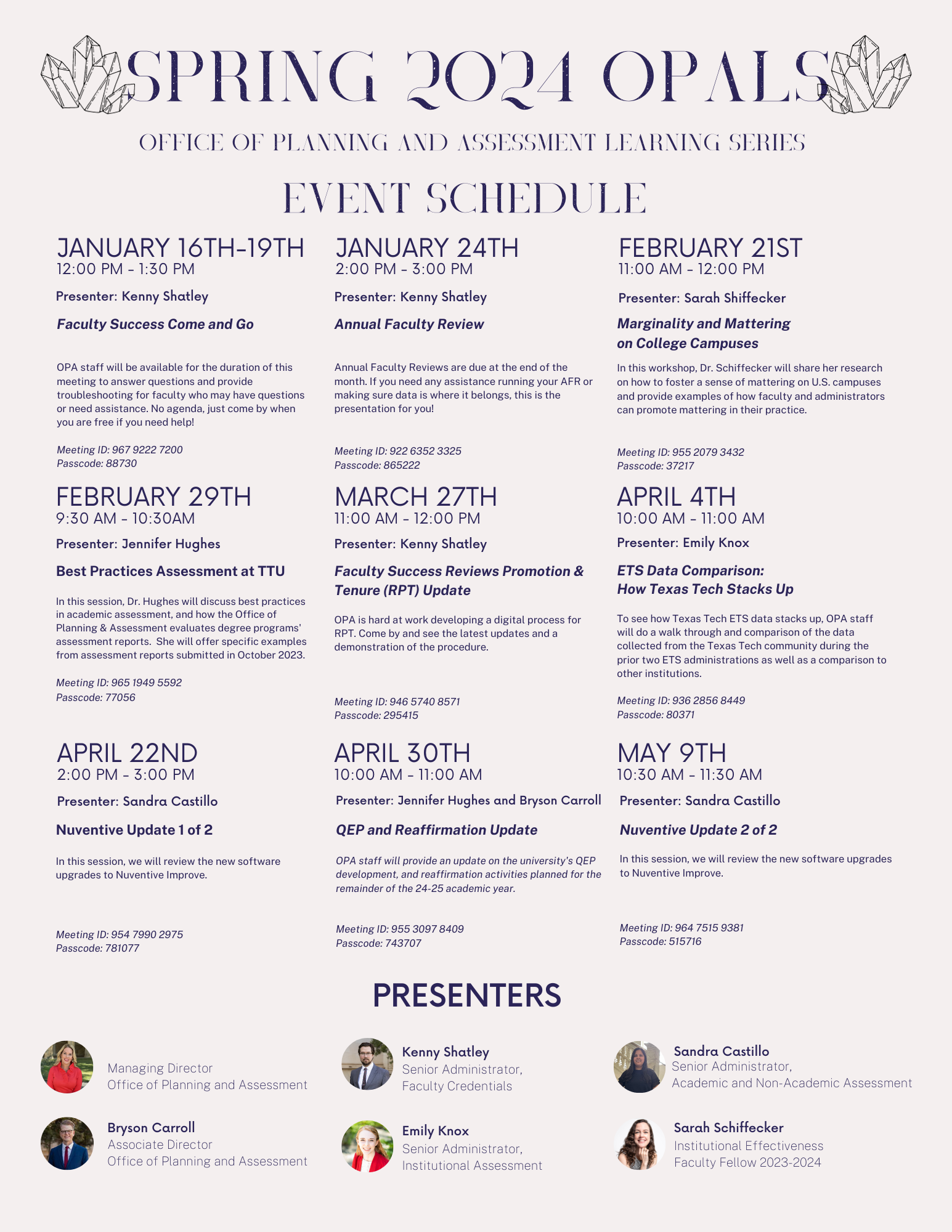 Spring 2024 OPALS Event Schedule