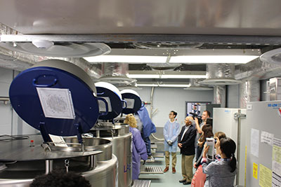 wide shot of nitrogen tanks in room