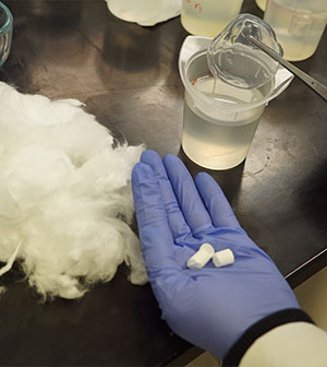 clear gel and foam substances made from cotton