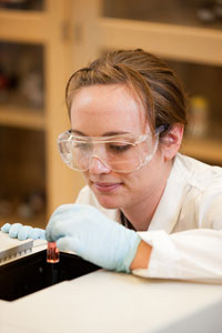 Texas Tech researcher in a chemistry lab