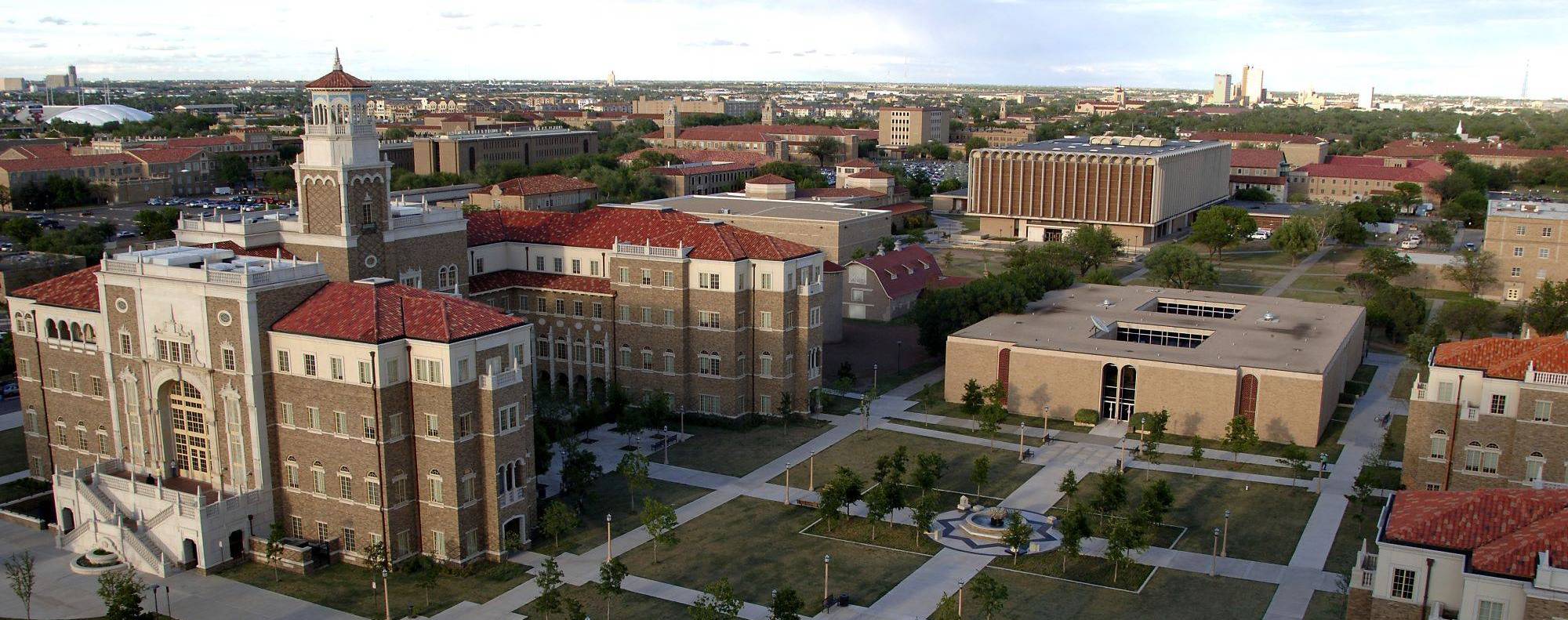 Photo of aeriel view of Texas Tech campus