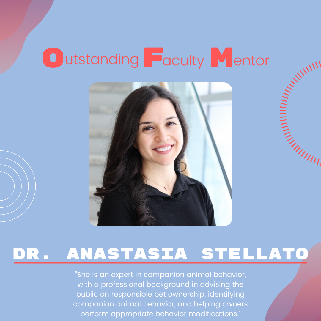 DR. Anastasia Stellato: "She is an expert in companion animal behavior, with a professional background in advising the public on responsible pet ownership, identifying companion animal behavior, and helping owners perform appropriate behavior modifications."
