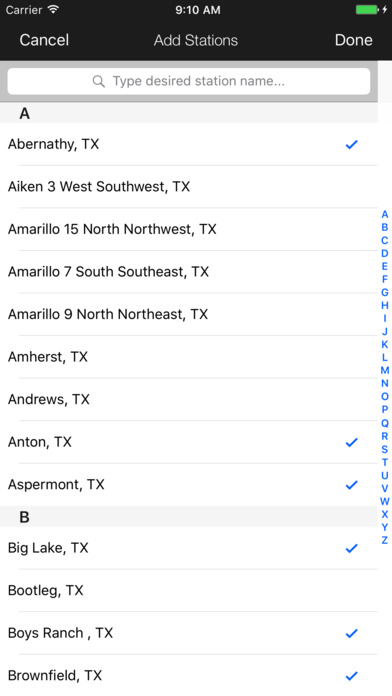 screenshot of app