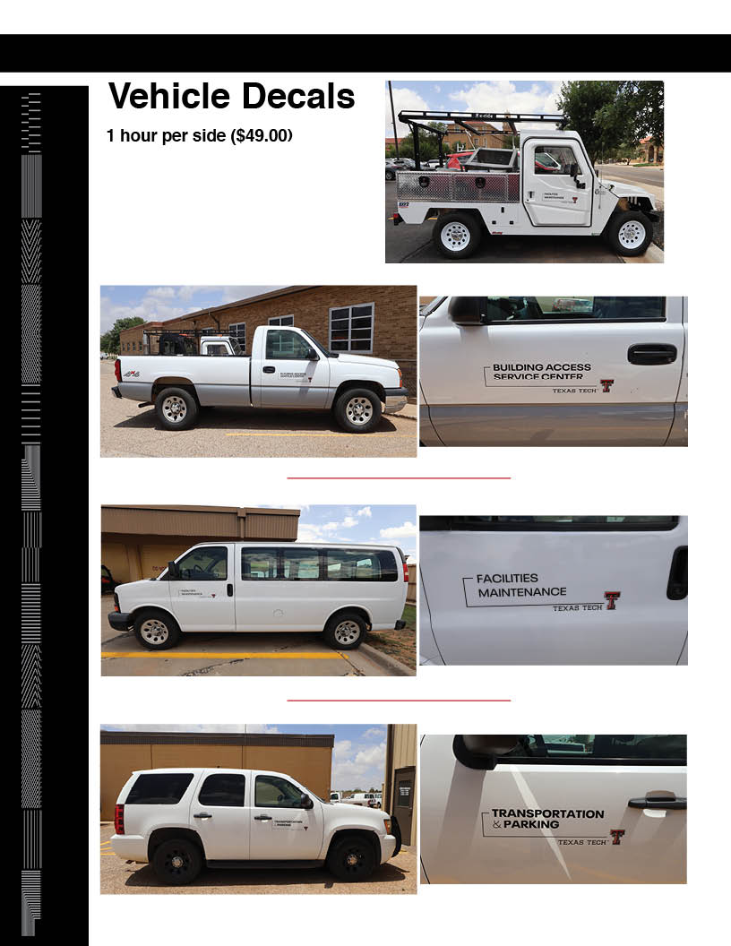 Car text decals for departments Car text decals for departments