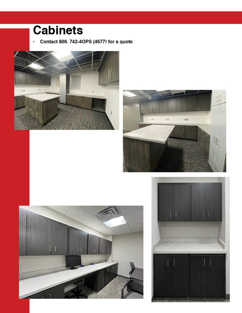 Custom made cabinets to fit in specific area of a room in new reconstruction.