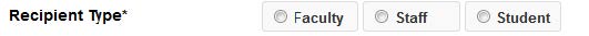 Recipience type selection of your position of faculty, staff or student