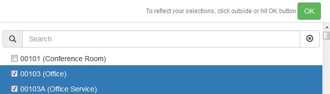 Room search Room search in the building selected to select the room for the key/card access.
