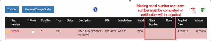 missing info