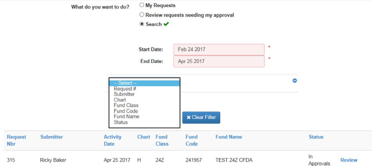 Filter search