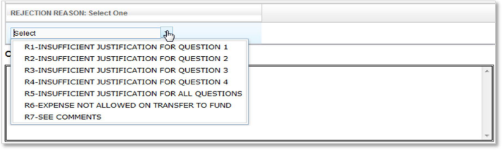 Reject Dropdown