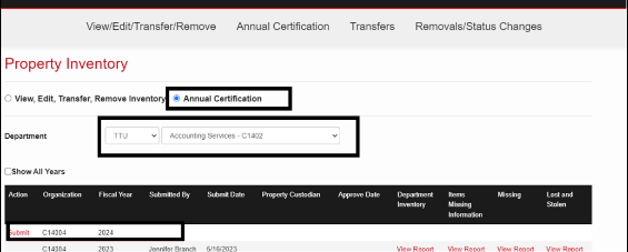 Annual Certification