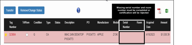 missing info