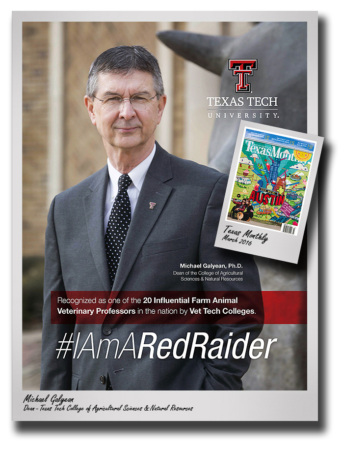 CASNR Dean Galyean featured in 'Every day, I'm a Red Raider' Texas Monthly ad