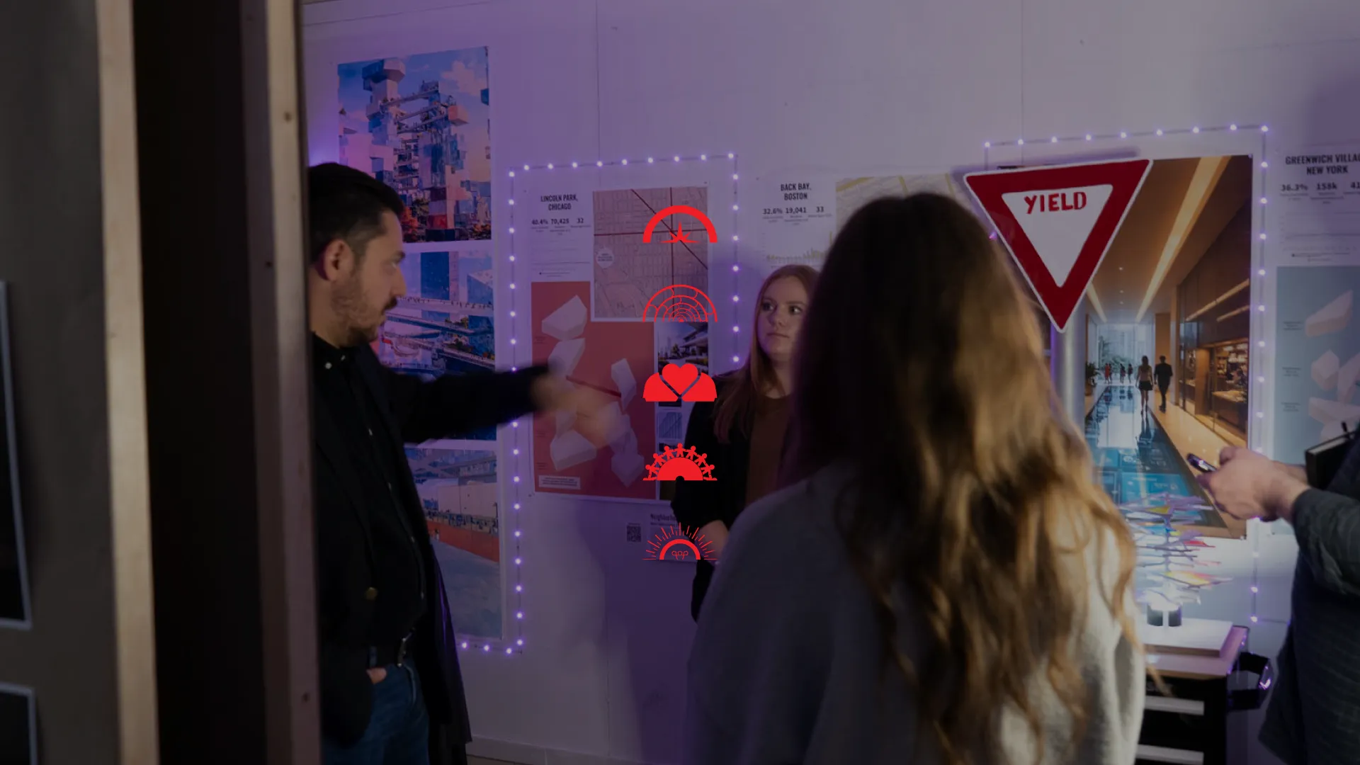 Students and faculty during final reviews.