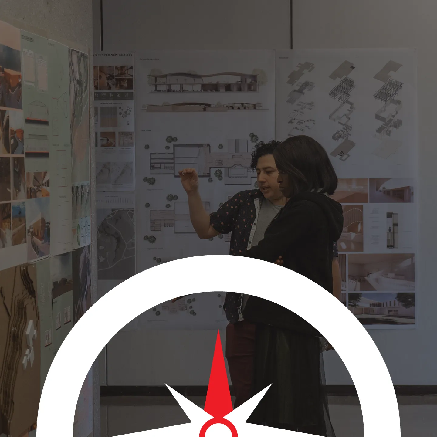 A compass pointing north.