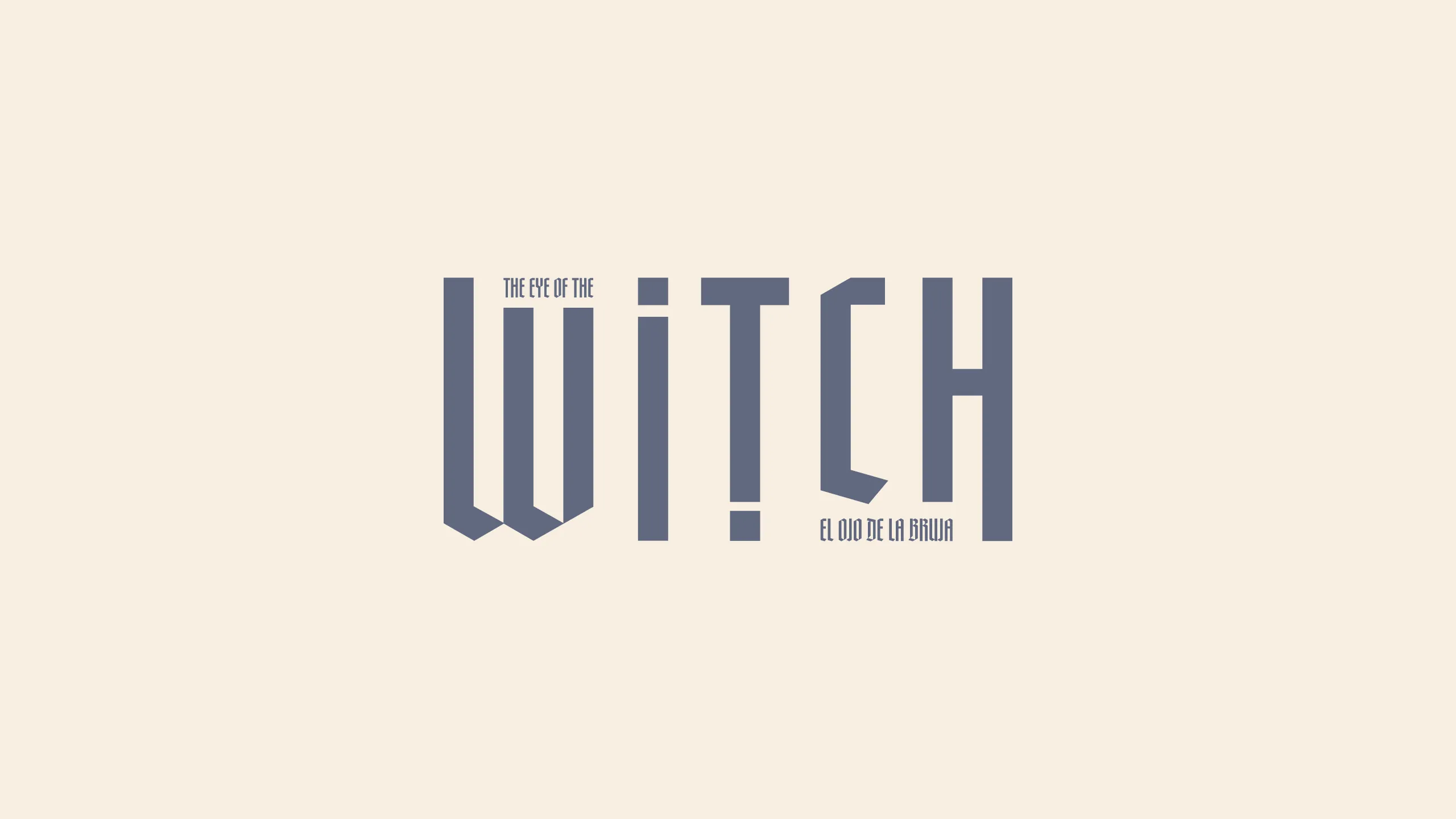 Graphic typography for Famicase 2024 entry The Eye of the Witch. The title in Spanish is nested in the lower right corner of the type treatment.