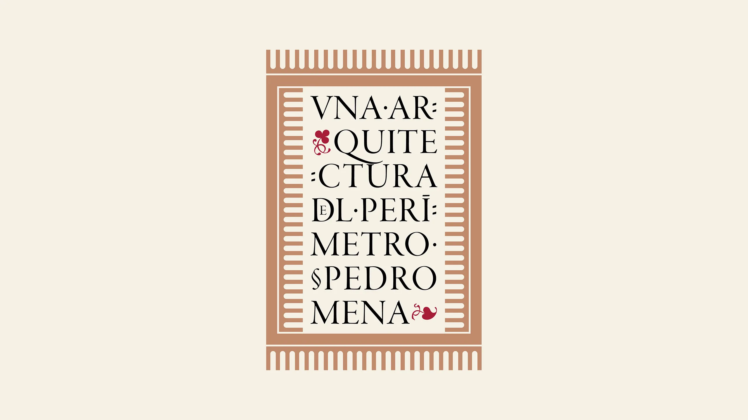 A graphic of a stylized manuscript cover that reads VNA ARQUITECTURA DEL PERIMETRO PEDRO MENA