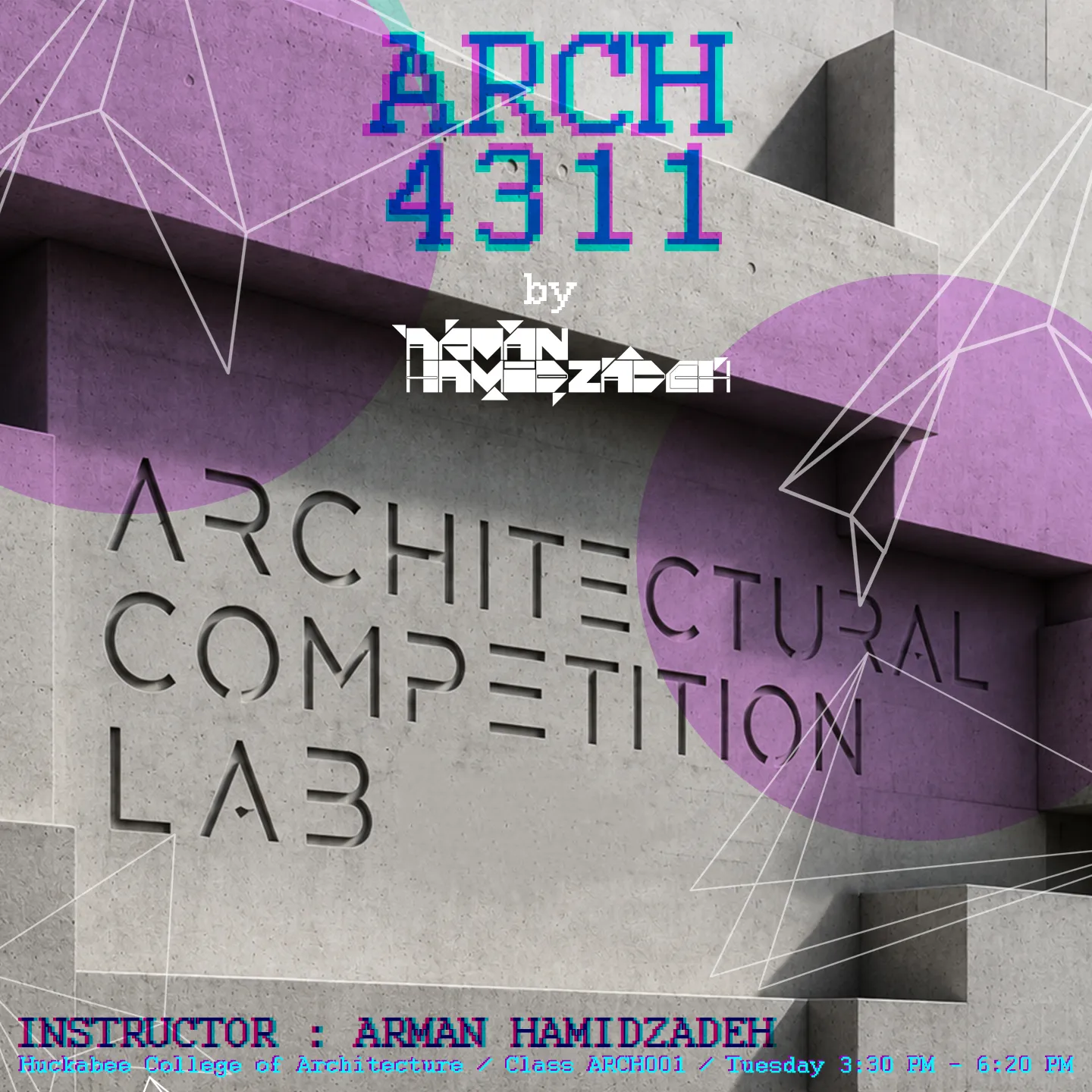 A wall with Architectual Competition Lab etched into the side