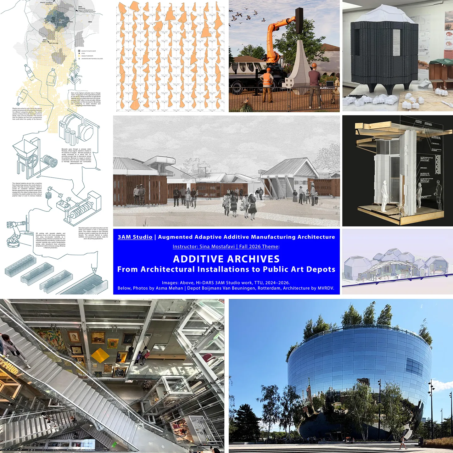 A grid of drawings and renders