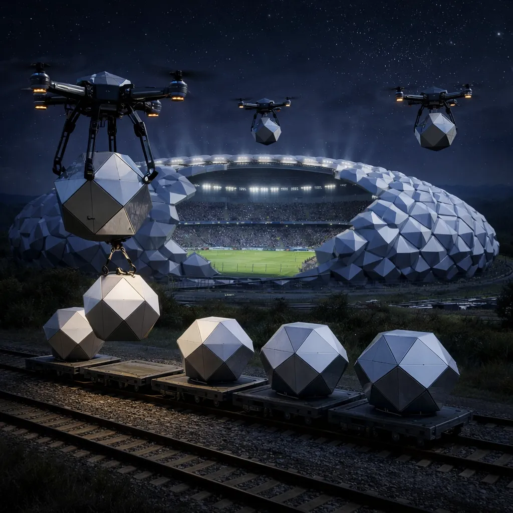 Four white shipping containers seated in the desert, with the text CLOUD HUNTING written in read at the bottom of the image.