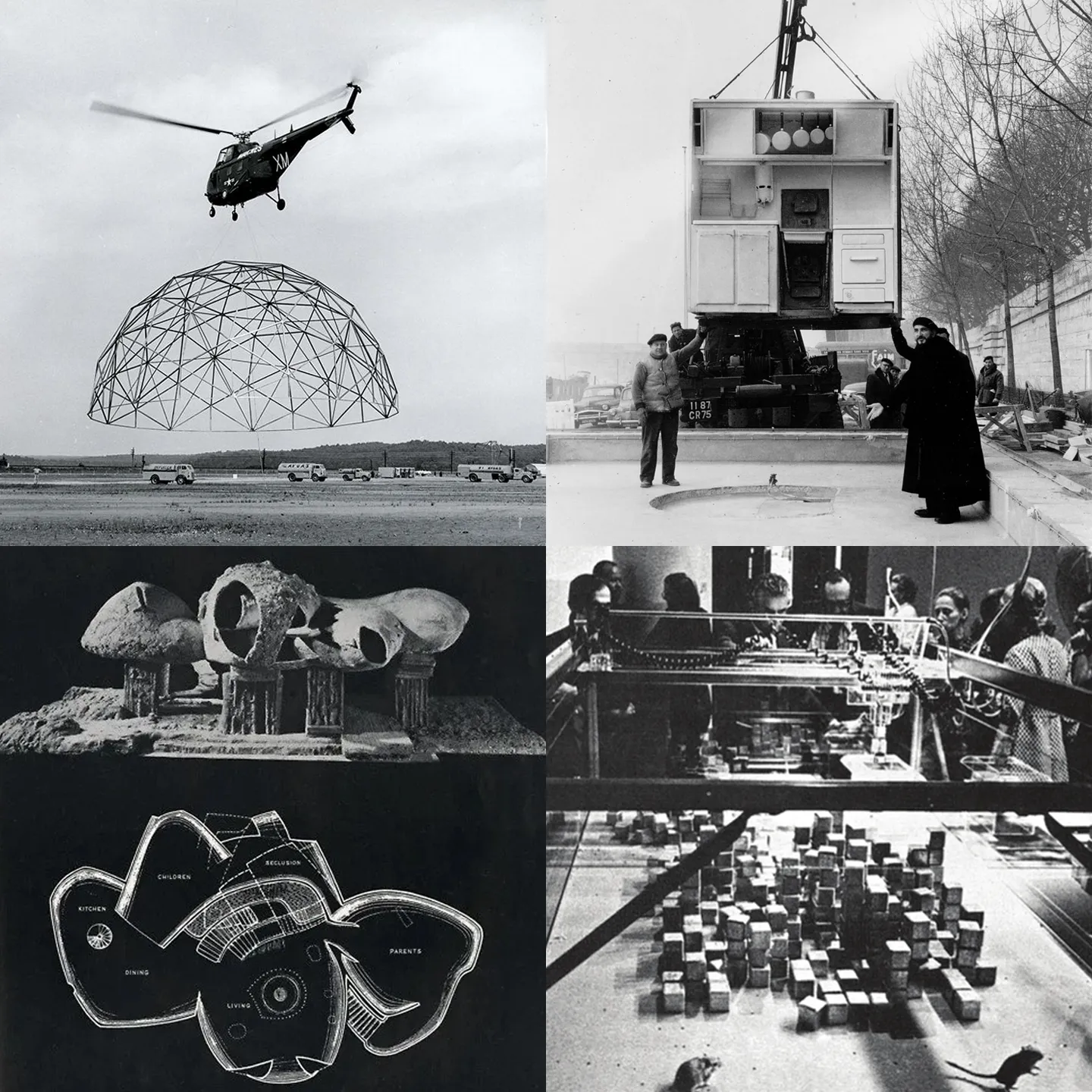 Four white shipping containers seated in the desert, with the text CLOUD HUNTING written in read at the bottom of the image.