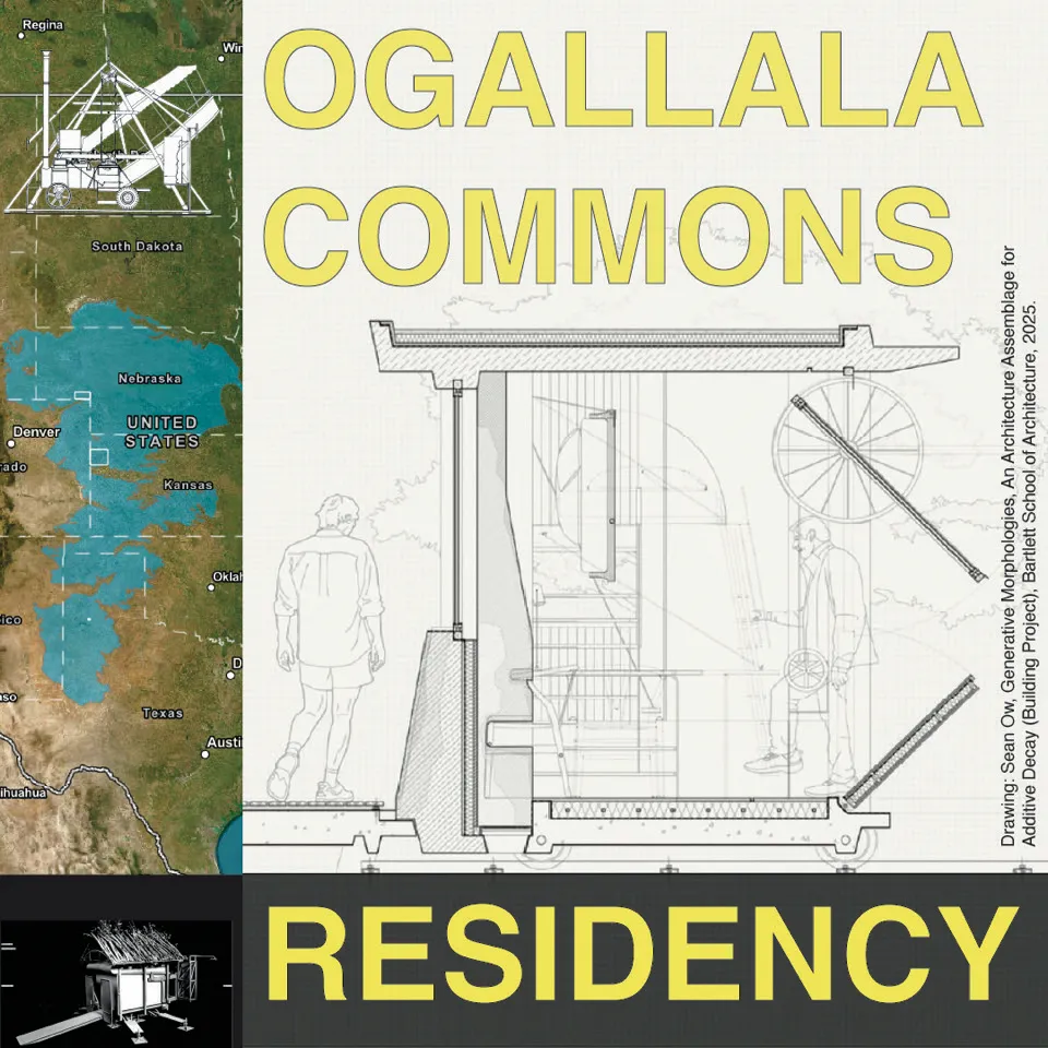 Four white shipping containers seated in the desert, with the text CLOUD HUNTING written in read at the bottom of the image.