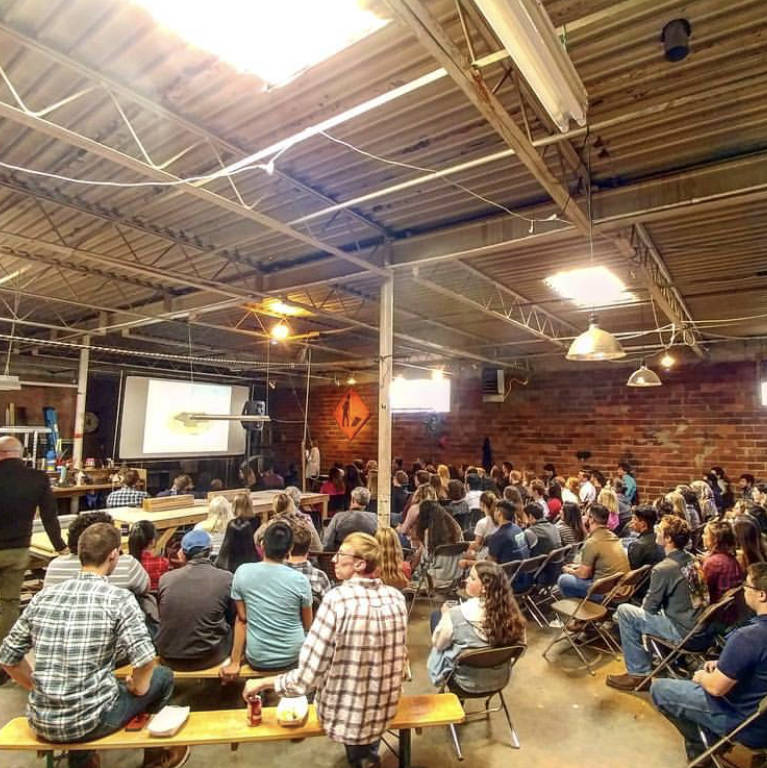 Students gathered for a Knights meeting.