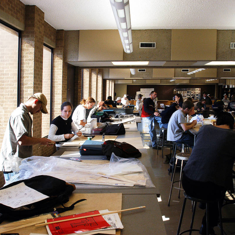 Students working in a studio class.