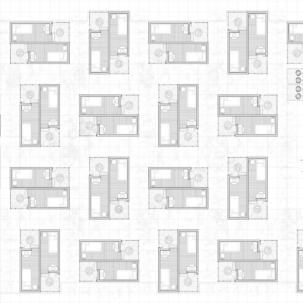 Overhead CAD drawing of structure groups.