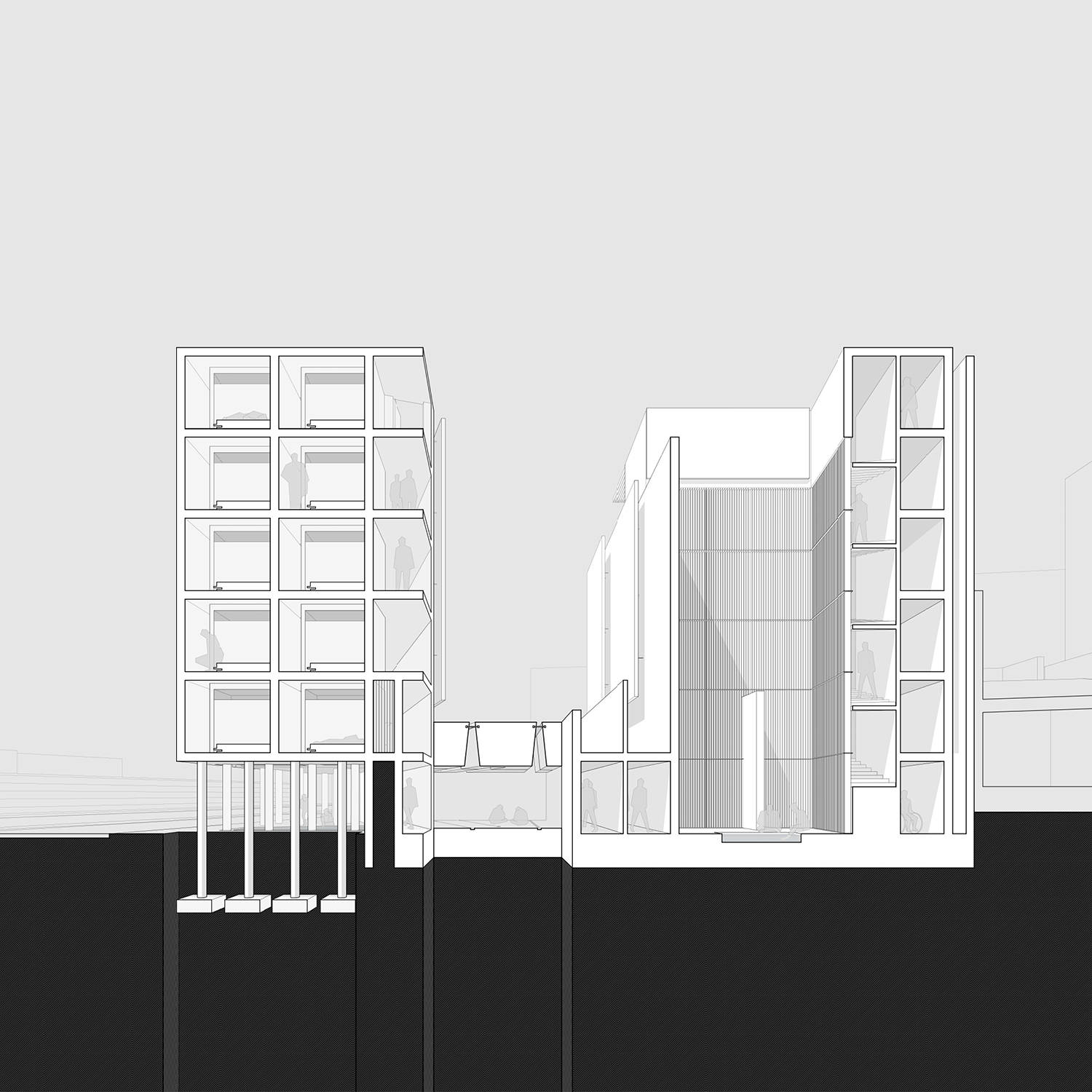 CAD drawing of multi-story building.
