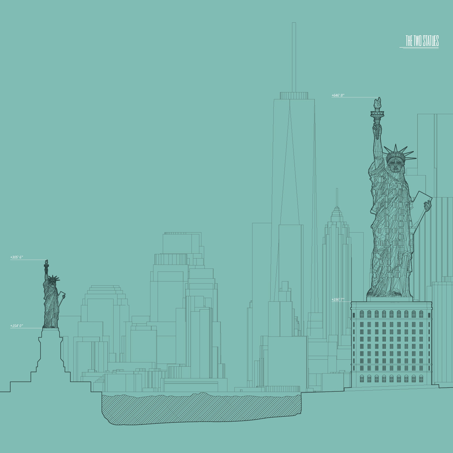2D rendering of the Statue of Liberty
