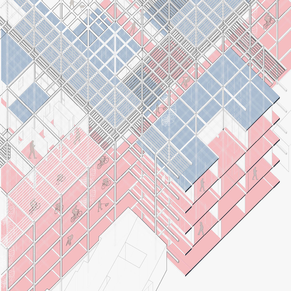 Top isometric view of a large walk-able structure.