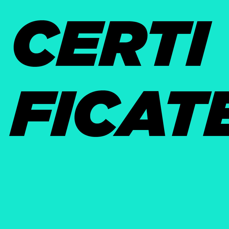 Certificates Electric Teal Title Card