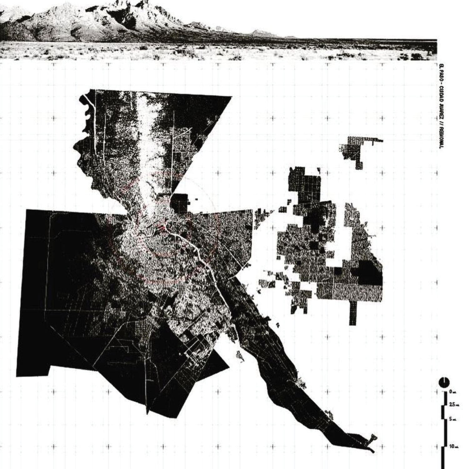 Mountain landscape with an overhead view of El Paso region.