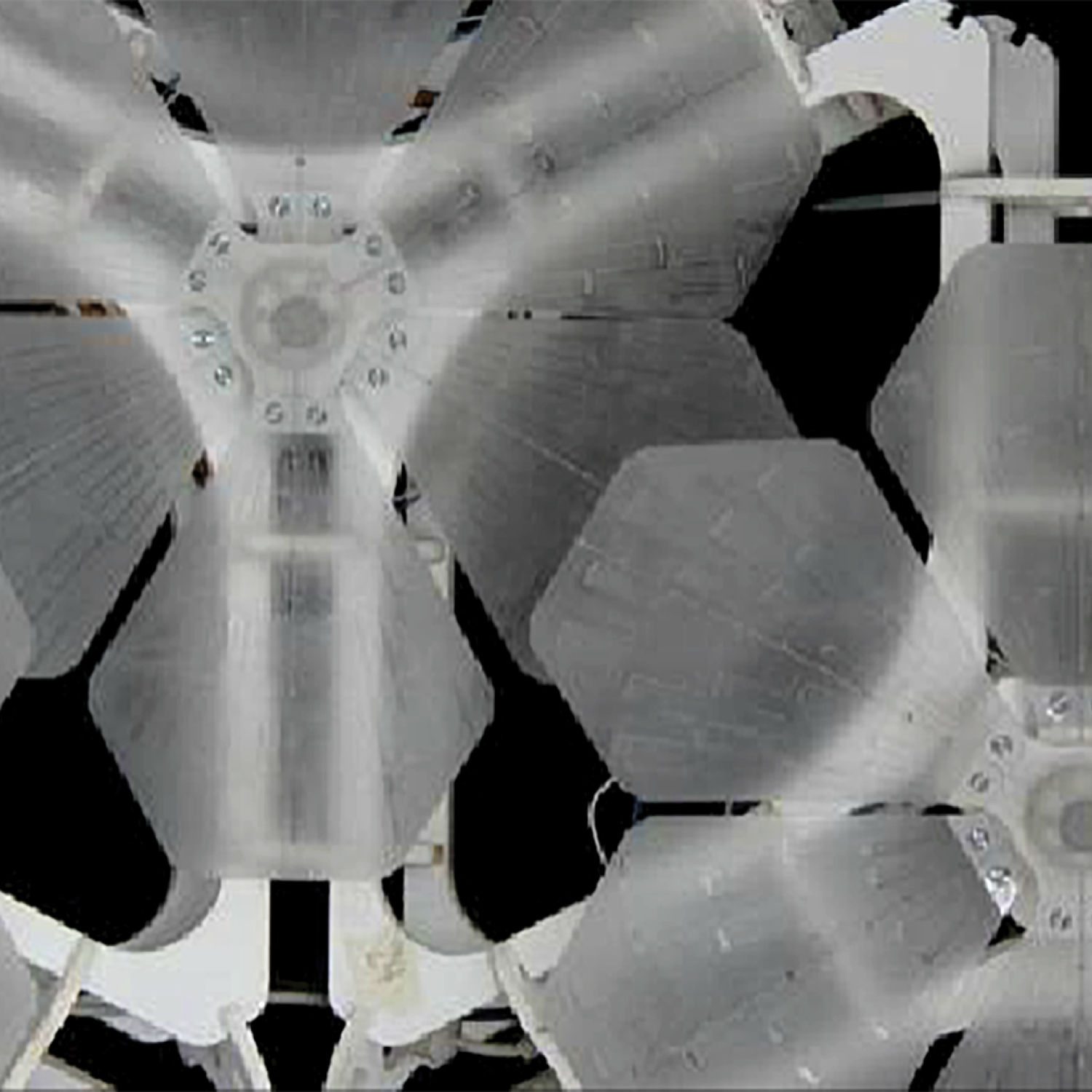 Hexagonal fan patterns.
