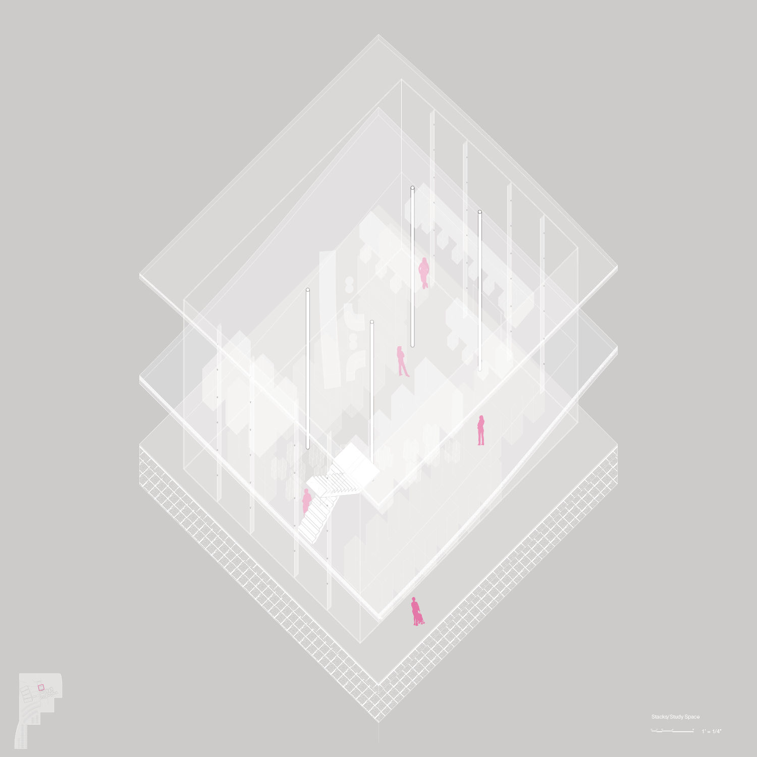 Isometric square layers of building floor plan.