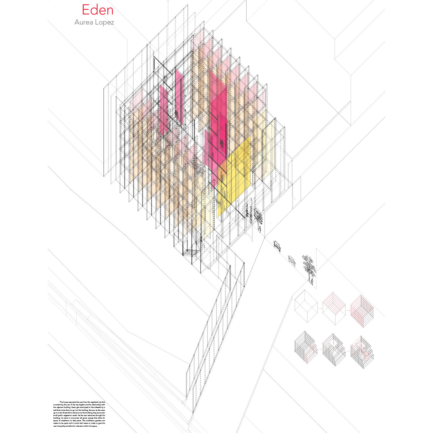 Eden by Aurea Lopez. Large-scale cube structure.