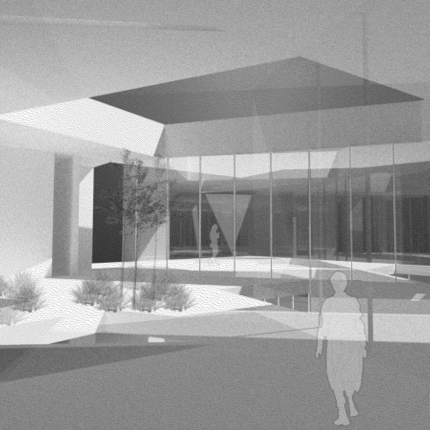 Monochrome 3D render of courtyard area, with people outlines for scale.