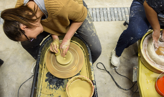 School of Art student making pottery