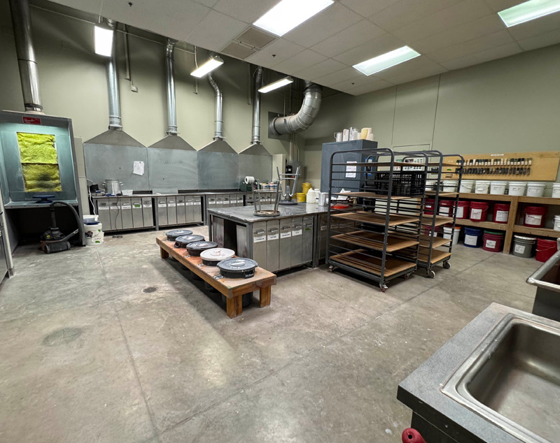 Glaze research room highlighting all of the items listed below